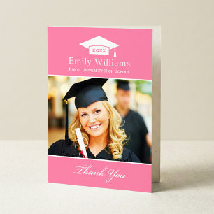 Elegant roze, speciaal Afstuderen foto Bedankkaart