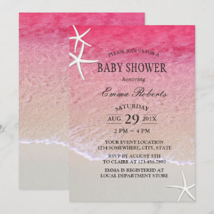 Elegant roze strand Starfish Baby shower Kaart