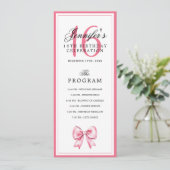 Elegant Roze Strik 16e Verjaardag Programma Menu (Staand voorkant)