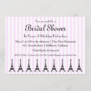 Elegant roze Stripe French Theme Vrijgezellenfeest Kaart