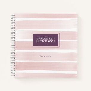 Elegant roze strips met Jouw naam zakboek Notitieboek