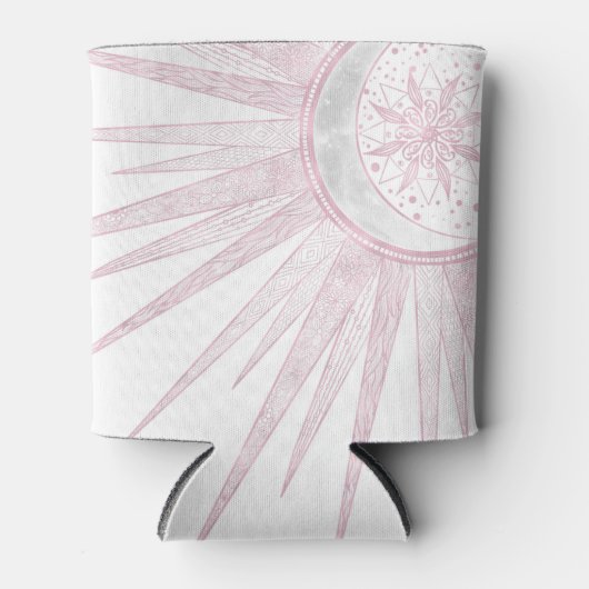 Elegant roze Sun Moon Doodle Mandala White Design Blikjeskoeler (Voorkant)
