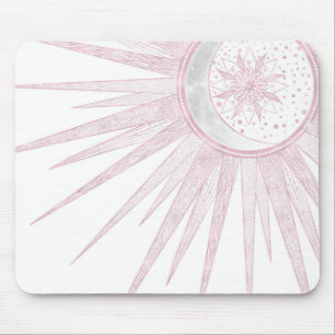 Elegant roze Sun Moon Doodle Mandala White Design Muismat