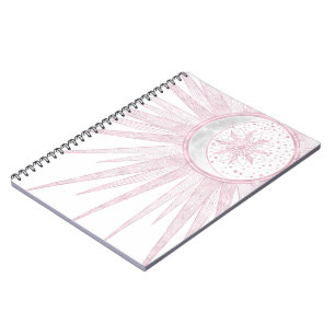 Elegant roze Sun Moon Doodle Mandala White Design Notitieboek