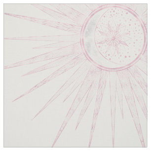 Elegant roze Sun Moon Doodle Mandala White Design Stof