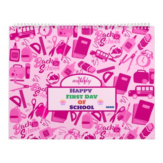 elegant roze Terug naar School Pattern Kalender (Hoes)