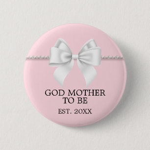 Elegant Roze Tiffany Thema God Moeder Baby shower Ronde Button 5,7 Cm