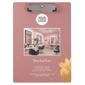 Elegant Roze Toevoegen Logo Custom Text Photo Busi Klembord (Voorkant)