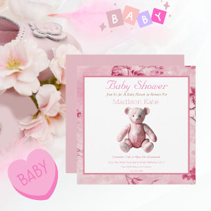 Elegant Roze Toile Baby shower Celebration