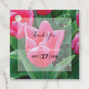 Elegant roze tulpen Weddenschap Gift Bedankjes Labels