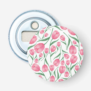 Elegant roze tulpenpatroon bloemmotief button flesopener