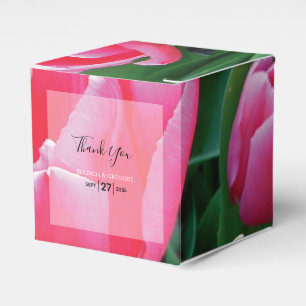 Elegant roze tulps Weddenschap Bedankdoosjes