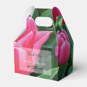 Elegant roze tulps Weddenschap Bedankdoosjes