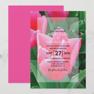 Elegant roze Tulps Wedding Invitations Kaart