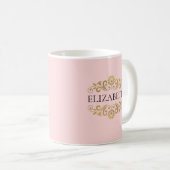 Elegant roze Valentijnsdag monogram Koffiemok (Voorkant rechts)