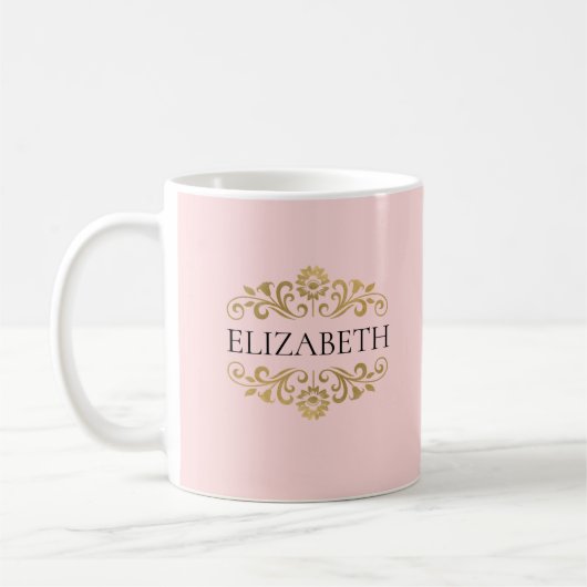 Elegant roze Valentijnsdag monogram Koffiemok (Links)