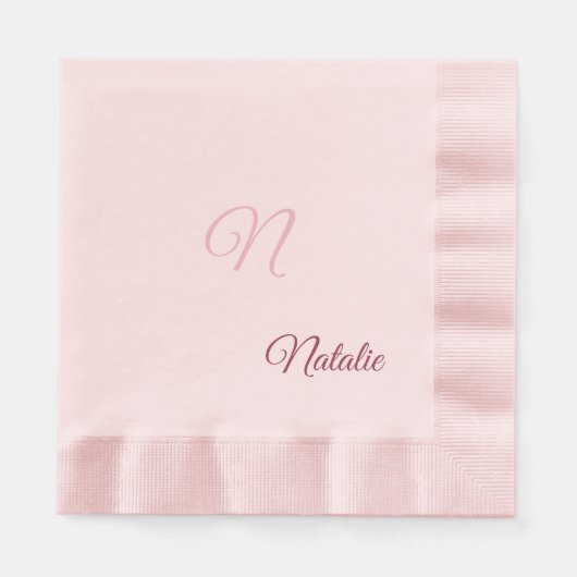 Elegant roze vaste kleur monogrammen servet (Voorkant)