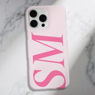 Elegant roze vet Initiaal monogram iPhone 16 Pro Max Hoesje
