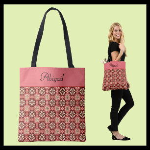 Elegant Roze Vintage Bloemmotief Draagtas