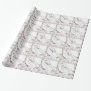 Elegant roze vintage cadeaupapier voor babyfeestje