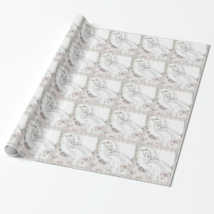 Elegant roze vintage cadeaupapier voor babyfeestje
