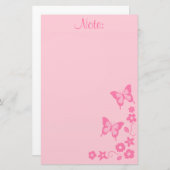 Elegant roze vlinder Girl Briefpapier (Voorkant / Achterkant)