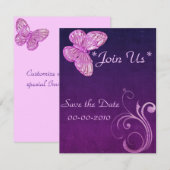 "Elegant roze vlinder" mooie uitdrukkingen Save The Date (Voorkant / Achterkant)