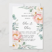 Elegant roze volken Eucalyptus Weddenschap Shower  Kaart (Voorkant)