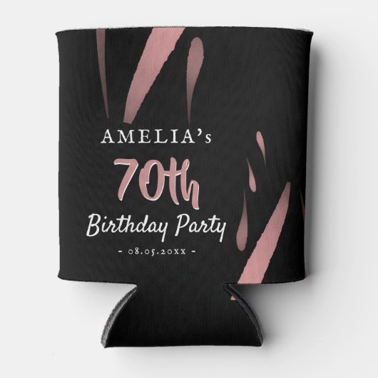 Elegant Roze Waterverf 70ste Verjaardagsfeestje Blikjeskoeler (Voorkant)