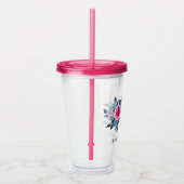 Elegant roze Waterverf aangepaste tekst Acryl Drinkbeker (Rechts)