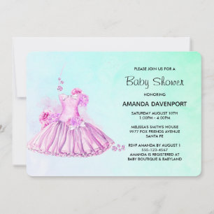 Elegant roze Waterverf ballet Baby shower Kaart