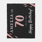 Elegant roze Waterverf Black 70th Birthday Fleece Deken (Voorkant)
