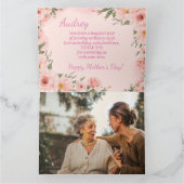Elegant Roze Waterverf Bloemen Moederdag Kaart (Binnen)