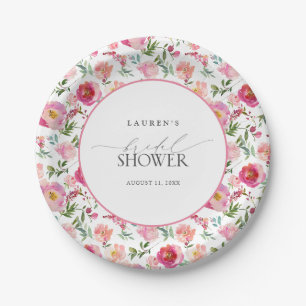 Elegant Roze Waterverf Bloemen Vrijgezellenfeest Papieren Bordje