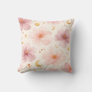 Elegant Roze Waterverf Bloemmotief Kussen