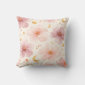 Elegant Roze Waterverf Bloemmotief Kussen
