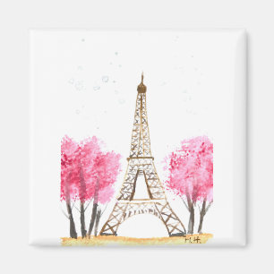 Elegant roze waterverf Eiffeltoren Parijs Magneet