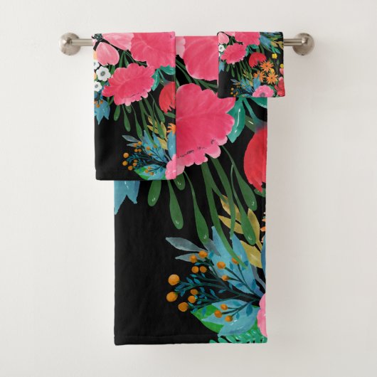 Elegant roze waterverf Floral Bouquet Design Bad Handdoek (Insitu)