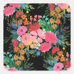 Elegant roze waterverf Floral Bouquet Design Vierkante Sticker