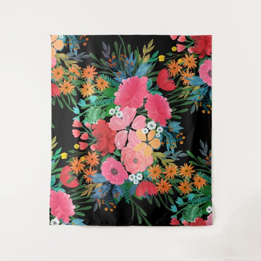 Elegant roze waterverf Floral Bouquet Design Wandkleed (Voorkant)