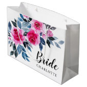Elegant roze Waterverf Floral Bride Groot Cadeauzakje (Achterkant Gekanteld)