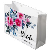 Elegant roze Waterverf Floral Bride Groot Cadeauzakje (Voorkant Gekanteld)