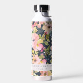 Elegant roze Waterverf Floral Custom Wedding Waterfles (Links)