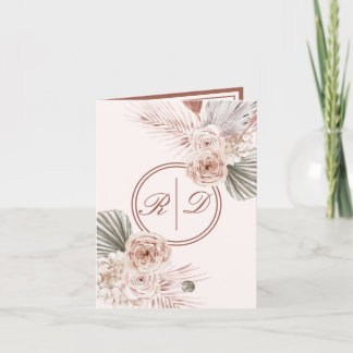 Elegant roze Waterverf Floral Monogram Weddenschap