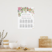Elegant roze Waterverf Floral Seating Chart Poster (Keuken)