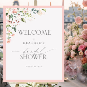 Elegant roze Waterverf Floral Shower Welkom Poster