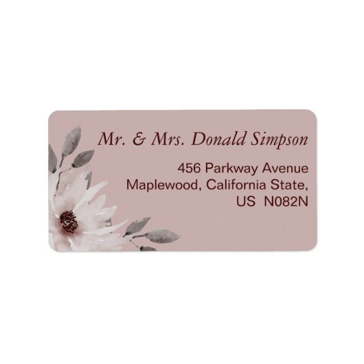 Elegant roze Waterverf Floral Wedding Label (Voorkant)