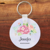 Elegant roze Waterverf Flower Bouquet Sleutelhanger (Voorkant)