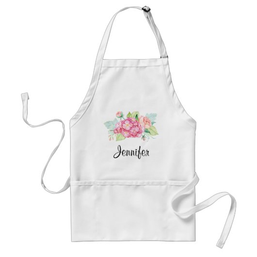 Elegant roze Waterverf Flower Bouquet Standaard Schort (Voorkant)