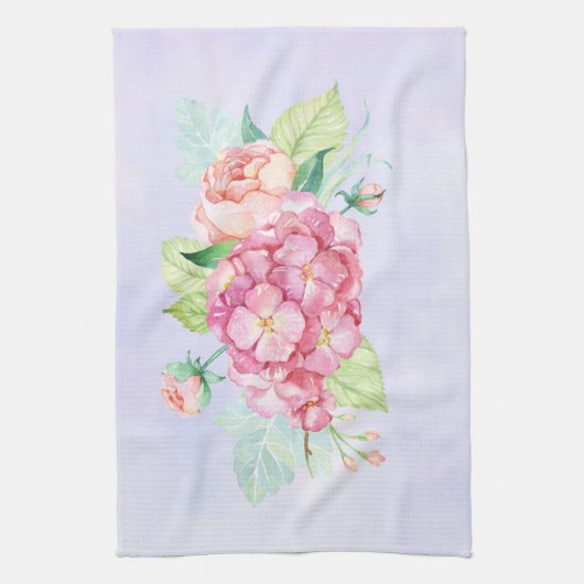 Elegant roze Waterverf Flower Bouquet Theedoek (Verticaal)